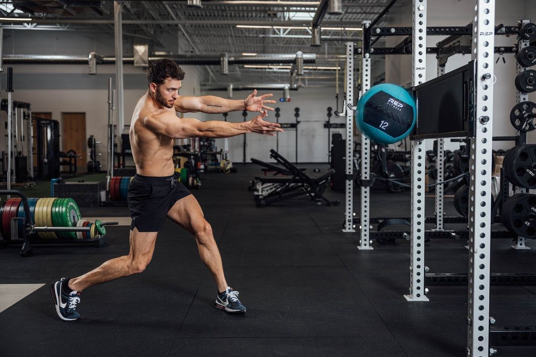 Man throwing a medicine ball