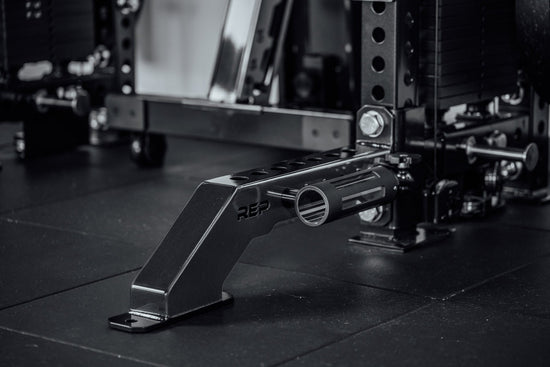 Close-up of Front Foot Extension Pair 2.0 with REP branding